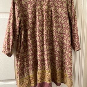Magnolia Pearl Floral Tunic in Red and Gold